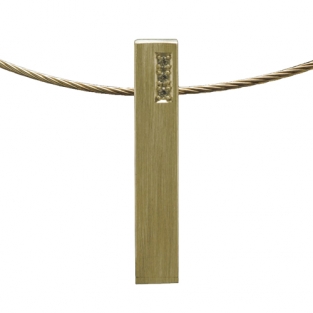 Ashanger staafje 25mm met 3 steentjes goud
